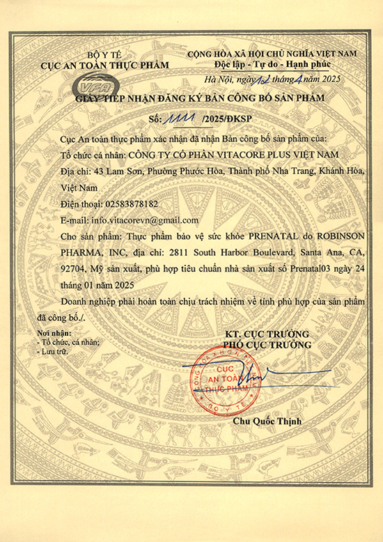 Giấy Công Bố Prenatal